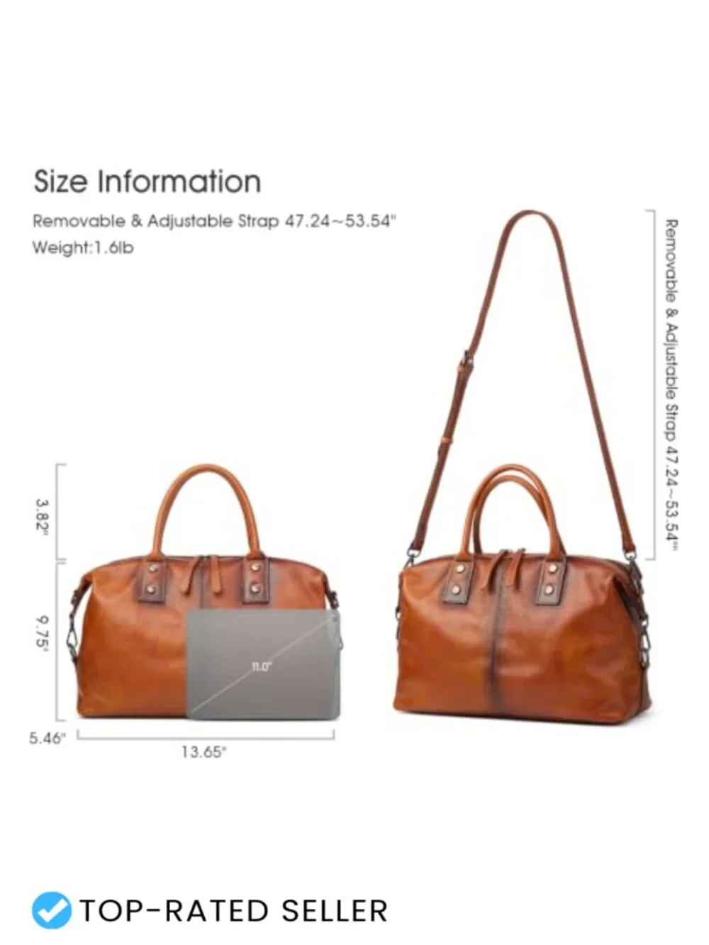 Genuine Leather Satchel Tote Handbag Crossbody Vintage Doctor